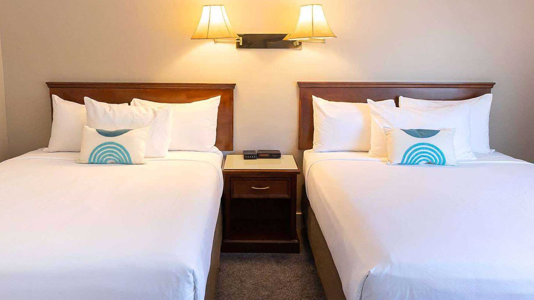 Two beds in a double-queen sized room.