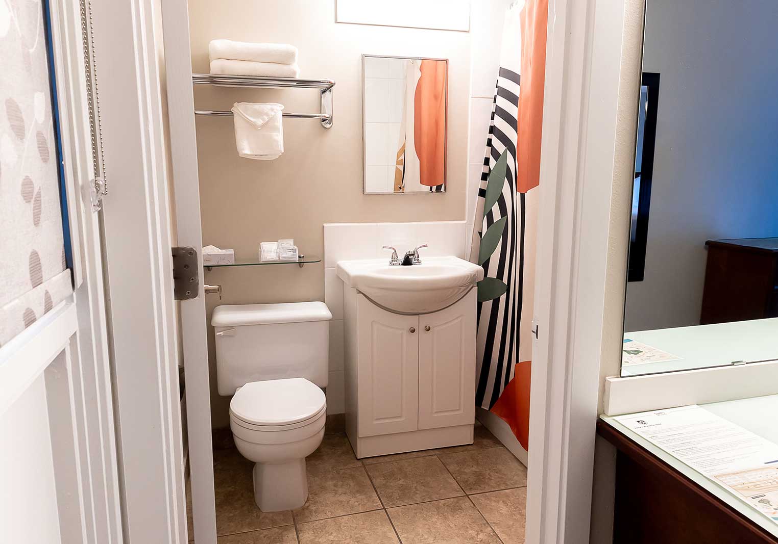 A bathroom in a suite at Scott's Inn.